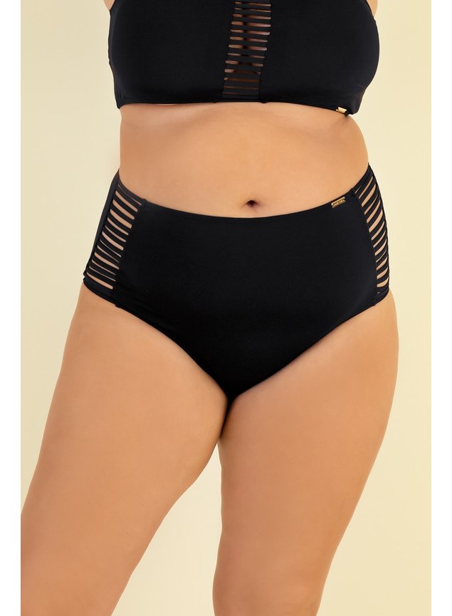 10257 plus size hot pant cintura alta preta mardu biquini