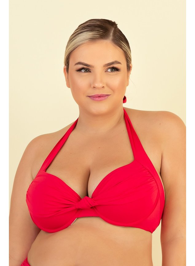 20263 top fixo amarrar meia taca bojo fixo vermelho mardu plus size